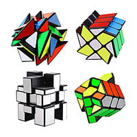 Ensemble de 4 cubes qiyi - inclus 3x3 cube puzzle angle de fluctuation - 2x3 cube puzzle roue - 3x3 cube puzzle miroir 6 couleurs - 3x3 cube puzzle roi carré miniinthebox