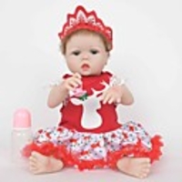 FeelWind 22 pouce Poupées Reborn Fille Poupée Bébés Fille Baby Doll Reborn réaliste Fait à la Main Mignon Sécurité Enfant Enfant / Adolescent Silicone complet avec vêtements et accessoires pour les