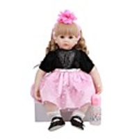 FeelWind 24 pouce Poupées Reborn Jouet pour Bébé Nourrisson Reborn Toddler Doll Bébés Fille Cadeau Mignon Adorable Interaction parent-enfant Clous scellés et scellés Membres en silicone 3/4 et