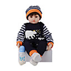 FeelWind 24 pouce Poupées Reborn Jouet pour Bébé Nourrisson Reborn Toddler Doll Bébés Garçon Cadeau Mignon Adorable Interaction parent-enfant Clous scellés et scellés Silicone Tissu de coton LV063