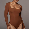 Femme Le maillot de corps Couleur unie Col Carré basique Plein Air Sortie Standard Manches Longues Blanche Noir Marron S M L Printemps miniinthebox