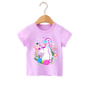 hauts pour filles mignons de bande dessinée,  t-shirts pour garçons en coton à la mode à manches courtes et imprimé licorne coréenne d