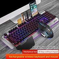 K680 clavier de jeu sans fil et souris rétro-éclairage panneau métallique rechargeable rvb rétro-éclairé gamer souris kit de clavier étanche miniinthebox