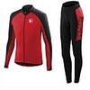 KEIYUEM Homme Femme Manches Longues Maillot et Cuissard Long Velo Cyclisme Hiver Toison Coolmax Maille Vélo Ensembles de Sport Chaud Doublure Polaire Respirable La peau 3 densités Séchage rapide Des