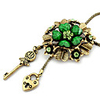 Key collier de coeur de fleur de feuille de forme de verrouillage pendentif (couleur aléatoire)