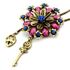 Key Collier Fleur Feuille de forme de verrouillage pendentif (couleur aléatoire)