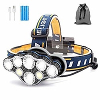 lampe frontale,  lampe frontale 8 LED 18000 lumens,  phare étanche super lumineux rechargeable par usb pour le camping,  le cyclisme,  l