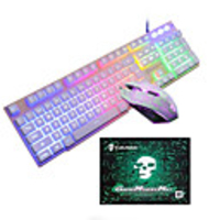 LITBest T6 USB filaire Souris clavier combo Portable Clavier de jeu Lumineux Gaming Mouse / office de la souris / souris ergonomique 1600 dpi Jeux