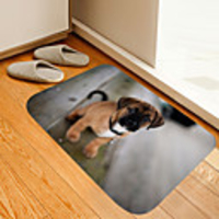 marron noir bouche chien impression numérique tapis de sol fleurs chaton fille moderne tapis de bain non tissé / mousse à mémoire nouveauté salle de bain