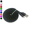 Micro usb données tressées en tissu de nouilles plat câble de 2m de 6.6tf synchronisation de charge pour samsung galaxy s3 s4 (de couleurs assorties)