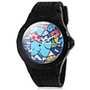 mignon cadran coloré de motif silicone noir montre-bracelet à quartz bande de hommes