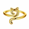 mignon chat anneaux réglables plaqué or 18 carats beaux chats animaux bague ouverte bijoux pour femmes kr0029y