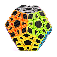 moyu megaminx speed cube lisse cube magique en fibre de carbone autocollant pentagonal dodécaèdre cube noir miniinthebox