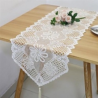 nappe en dentelle avec pompon,  couverture de table classique anti-poussière,  anti-taches,  lavable,  couverture de table oblongue décorative pour cuisine,  vacances