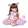 NPKCOLLECTION 22 pouce Poupées Reborn Bébé Cadeau Mignon Implantation artificielle Yeux bruns Silicone complet Silicone Le gel de silice cadeaux noël enfant avec vêtements et accessoires pour les