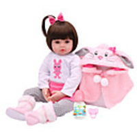 NPKCOLLECTION NPK DOLL Poupées Reborn Fille Poupée Bébés Fille 18 pouce Vinyle - Cadeau Mignon Implantation artificielle Yeux bruns Pour enfants Jouet Cadeau