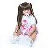 NPKCOLLECTION Poupées Reborn Bébés Fille 24 pouce Cadeau Fabrication à la main Implantation artificielle Yeux bruns Pour enfants Fille Jouet Cadeau