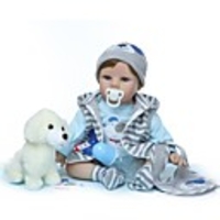 NPKCOLLECTION Poupées Reborn Bébés Garçon 24 pouce Vinyle - Cadeau Fabrication à la main Implantation artificielle Yeux bleus Pour enfants Unisexe Jouet Cadeau