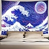 océan vague tapisserie vague crash tapisserie la grande vague au large de kanagawa tapisserie avec lune abstraite hippie tapisserie tenture murale pour chambre salon dortoir (w78 × h59 pouces)