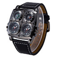 Oulm Homme Montre Militaire Quartz Cuir Noir / Marron Thermomètre Anti-Choc Analogique Luxe Mode - Blanc Noir Marron Un ans Autonomie de la batterie