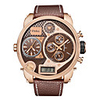 Oulm Homme Montre Quartz Cuir Noir / Marron LCD Double Fuseaux Horaires Analogique Mode - Blanc Noir Café Un ans Autonomie de la batterie / Jinli 377