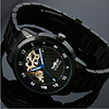Skeleton Black Steel Band automatique montre-bracelet mécanique des hommes