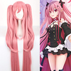 Séraphin de la fin Krul Tepes Perruques de Cosplay Femme Avec 2 queues de cheval 30 pouce Fibre résistante à la chaleur Droit Rose Adolescent Adulte Perruque d