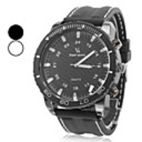 style de mode cadran noir montre-bracelet bande de silicone de quartz des hommes (couleurs assorties)
