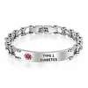 Type 1 diabète identification médecins médical alerte id vélo lien bracelet pour hommes 8, 5 pouces en acier personnalisé gravé
