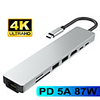 Type c à hub hdmi usb c 4k pd 5a 87w dock rj45 lan usb 3.1 séparateur usb-c accessoires de livraison d