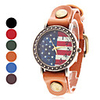 usa le modèle de drapeau des femmes en cuir vintage montre-bracelet de quartz de bande (couleurs assorties)