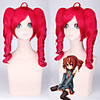 Vocaloid Cosplay Perruques de Cosplay Femme Avec 2 queues de cheval 18 pouce Fibre résistante à la chaleur Boucle lâche Rouge Adolescent Adulte Perruque Anime