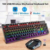 x200 sans fil 2, 4 GHz / souris filaire USB combo clavier mécanique rechargeable / résistant aux éclaboussures rechargeable / étanche / mécanique rechargeable souris 2400 dpi miniinthebox