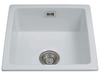 CDA KC42WH Ceramic Sink Medium Single Bowl Undermount Belfast White