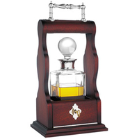 Single Decanter Tantalus Mahogany Plain Cut Decanters