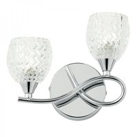 Boyer 2 Light Polished Chrome Right Handed Wall Fixture With Zig-Zag Glass Shade