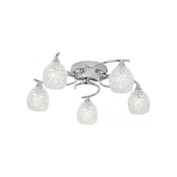 Boyer 5 Light Polished Chrome Ceiling Fixture with Zig-Zag Glass Shade