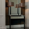 Corvina Single Table Lamp With Polished Chrome And Wood Effect Finish