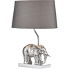 Enrique Single Light Elephant Table Lamp in Antique Silver with Grey Shade