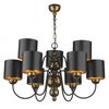 Garbo Large 9 Light Chandelier Fitting in Bronze Finish with Black Shades