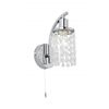 Garcia Switched Single Light Polished Chrome Wall Fixture With Glass Detail