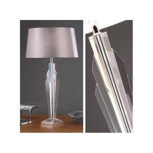 New York Crystal Gatsby Single Light Table Lamp with Grey Faux Silk Shade
