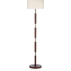 Saddler Single Light Floor Lamp With Leather Effect Detail and an Ivory Silk Shade