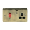 Antique Brass Low Profile 45A Cooker Switch with Socket