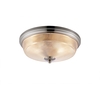 Arabella Twin Flush Ceiling Light - Satin Nickel with Prismatic Glass