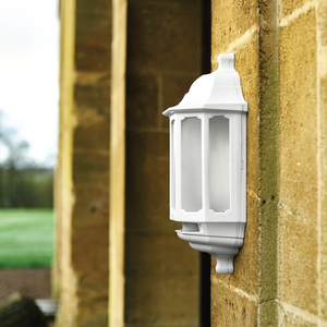 ASD Hi-Lo LED Half Lantern Outdoor Wall Light with Dusk to Dawn and PIR Sensor - White
