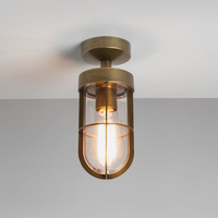 Astro Cabin Outdoor Semi-Flush Ceiling Light - Antique Brass