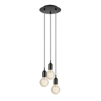 Bronx Round 3 Light Cluster Ceiling Pendant - Black
