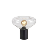 Chung Wide Table Lamp Satin Black & Clear Glass