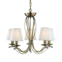 Classic 5 Arm Ceiling Pendant Light - Antique Brass